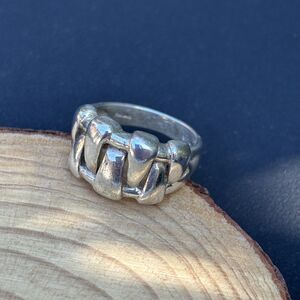 Vintage 925 Sterling Silver Woven Basket Weave Band Ring Size 6 Chunky